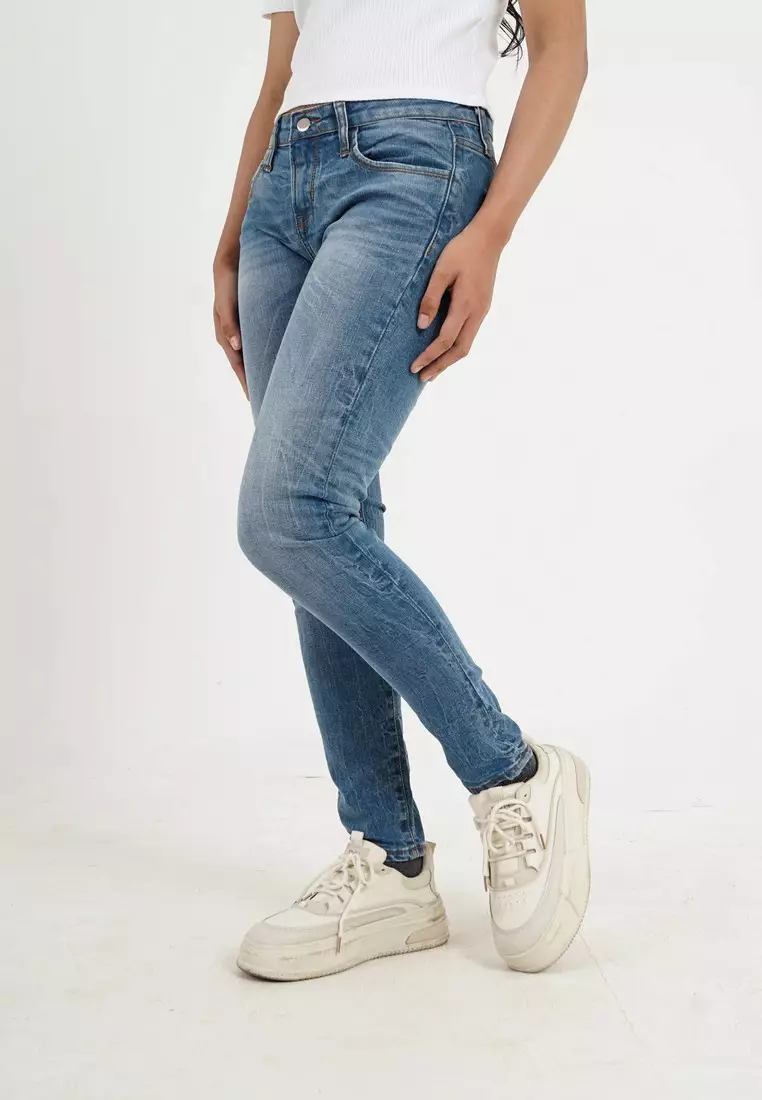 3Second Women's Long Skinny Jeans Wash Denim Shawty 011124