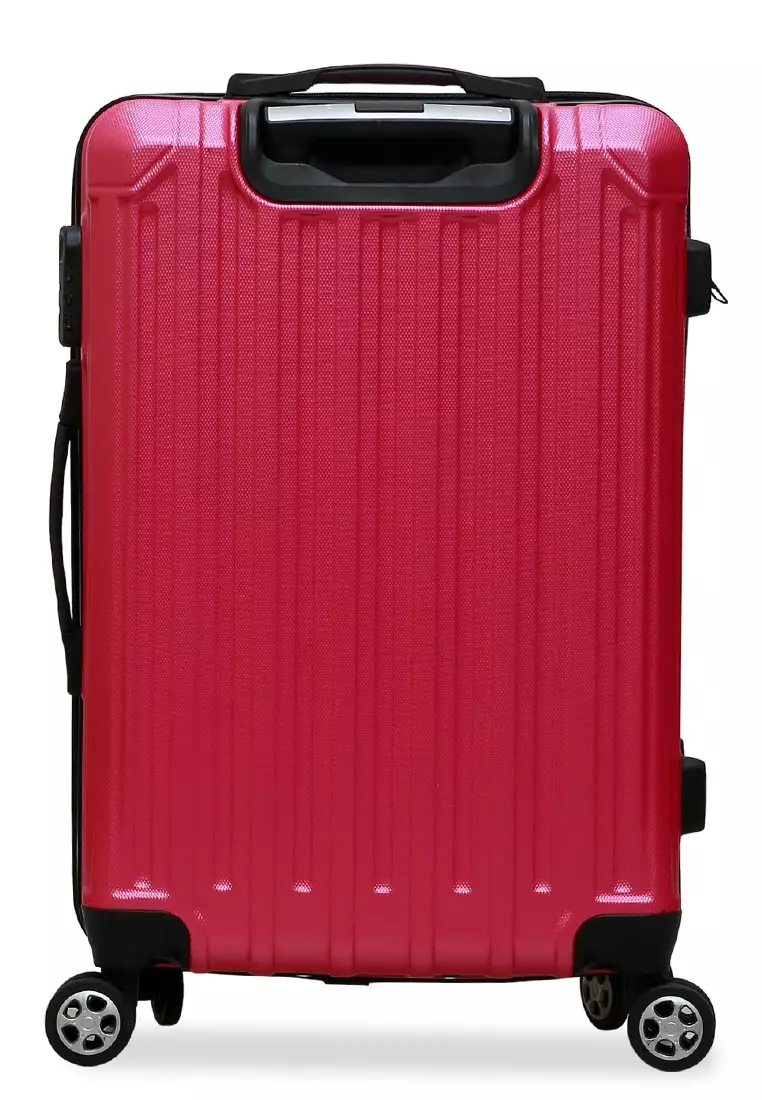 Isvara Tas Koper Hardcase Unisex One Set Suitcase Number Code Combination Lock Large Compartment Material ABS+PVC Coated ORIGINAL - Pink