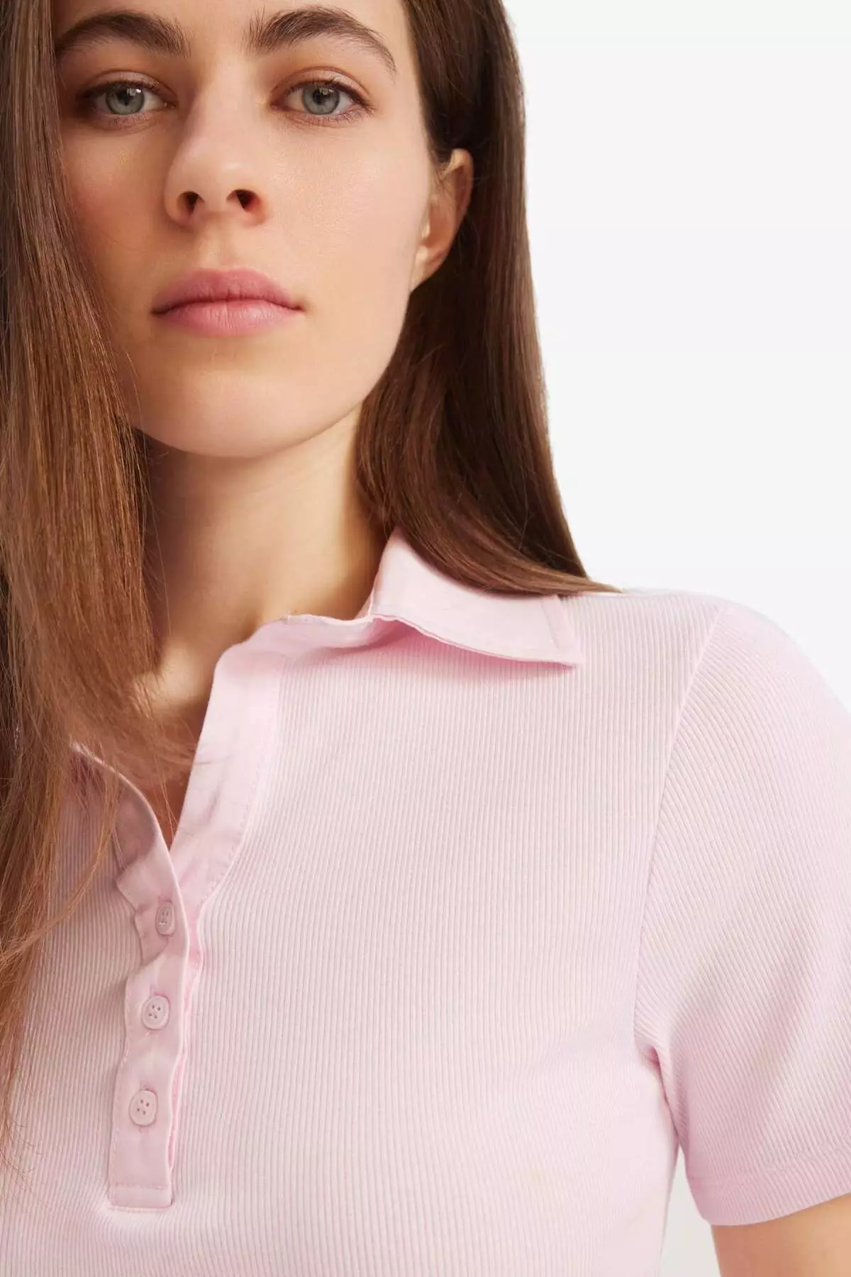 Slim Fit Slim Fit Polo Neck Ribbed Camisole Short Sleeve T-Shirt C6249Ax25Sp