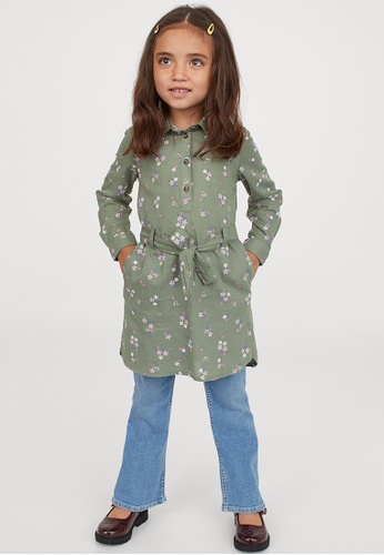 h&m green shirt dress