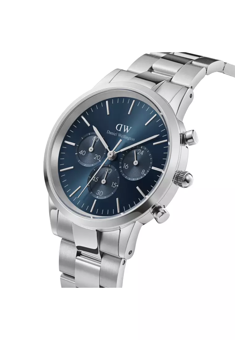 Iconic Chronograph 42mm Link Silver Arctic DW watches for men - Men's watch - Male watch Stainless steel strap