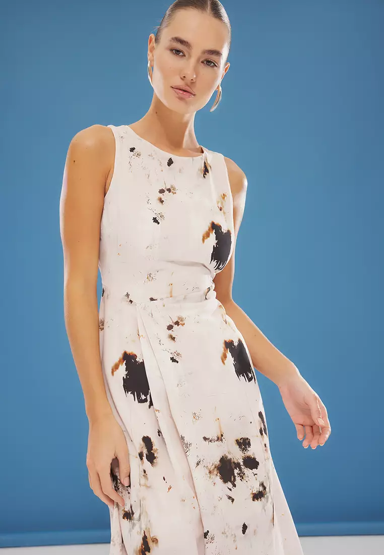 Animal Patterned Satin Dress