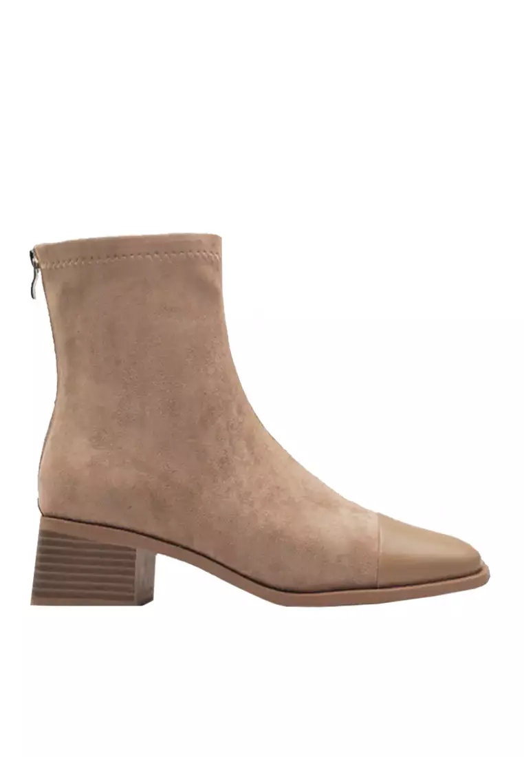 Discount on Twenty Eight Shoes  shoes - SKU: VANSA Slimming Patchwork Stretch Suede Short Boots VSW-B178-5