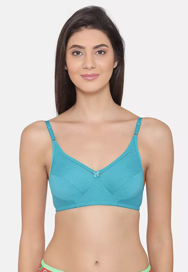 Buy Clovia Clovia Non-Padded Non-Wired Bra In Green With Full Cups - Cotton  2023 Online