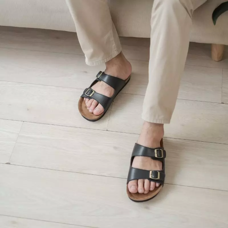 Cogen Sandal Pria Sendal Kulit Birken Vintage - Opera Black