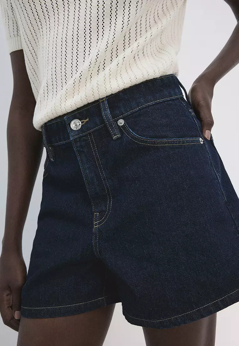 Straight Mid-Rise Denim Shorts