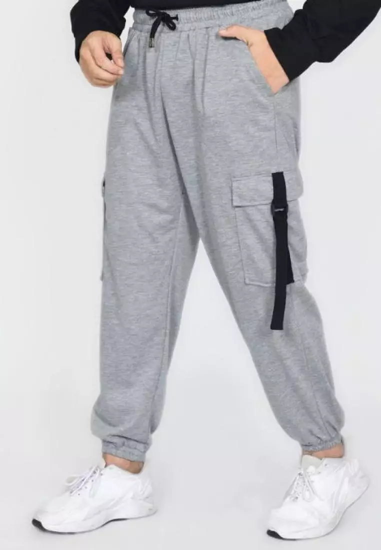 BUY 1 GET 1 FREE Jogger Cargo Pants [Grey-Misty] Celana Sporty Pria