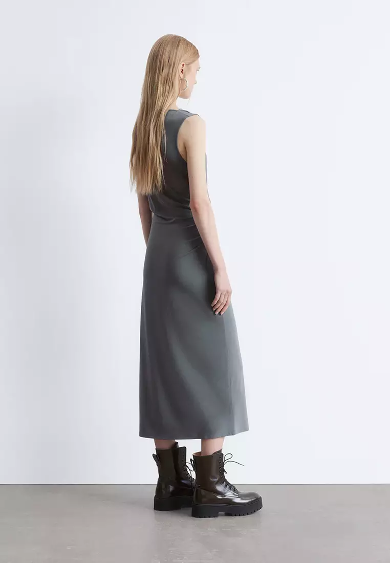 dusty blue floral pleated midi dress Baltic Born Womens Josie Tulle Midi Dress | Dusty Blue Floral