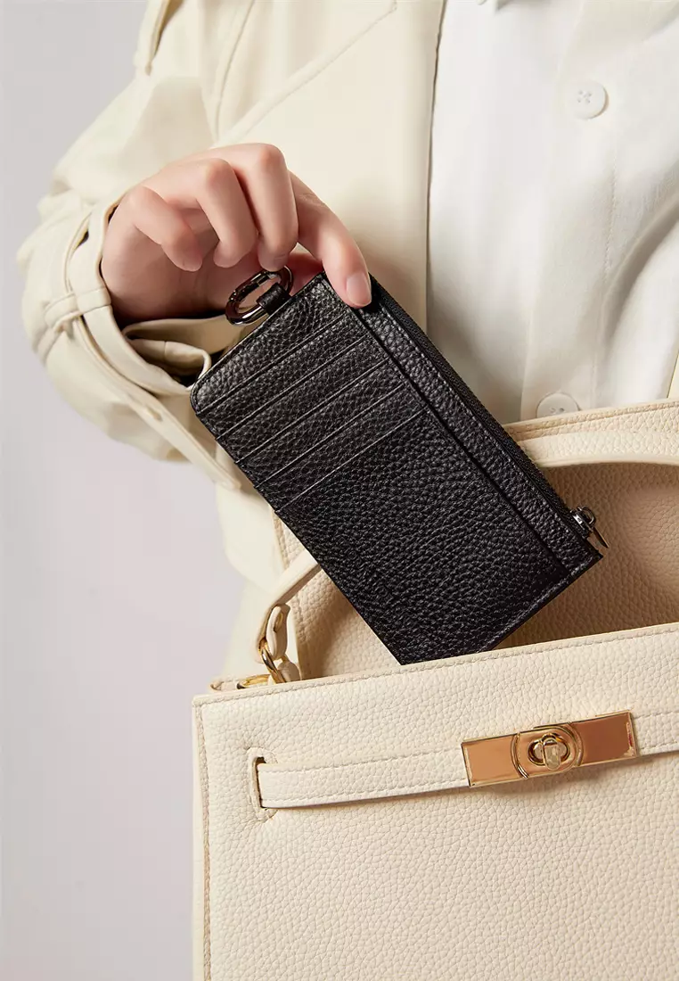 Jov 真皮卡包 小号拉链卡夹 10+卡位-黑色