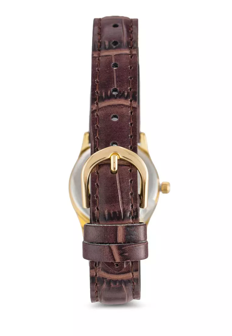 Casio Jam Tangan Wanita - Brown Gold - Leather Strap - LTP-V006GL-9BUDF