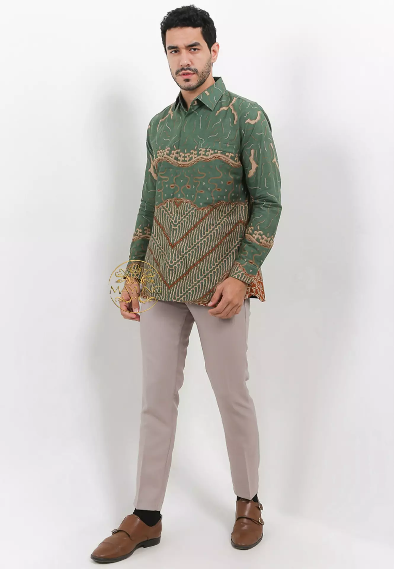 Aryasaka Ijo Kemeja Batik Pria Premium Slimfit Modern Lengan Panjang
