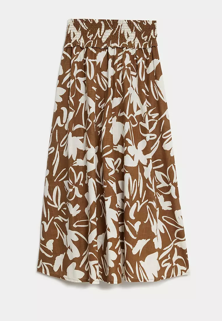 Trim Detail Midi Skirt