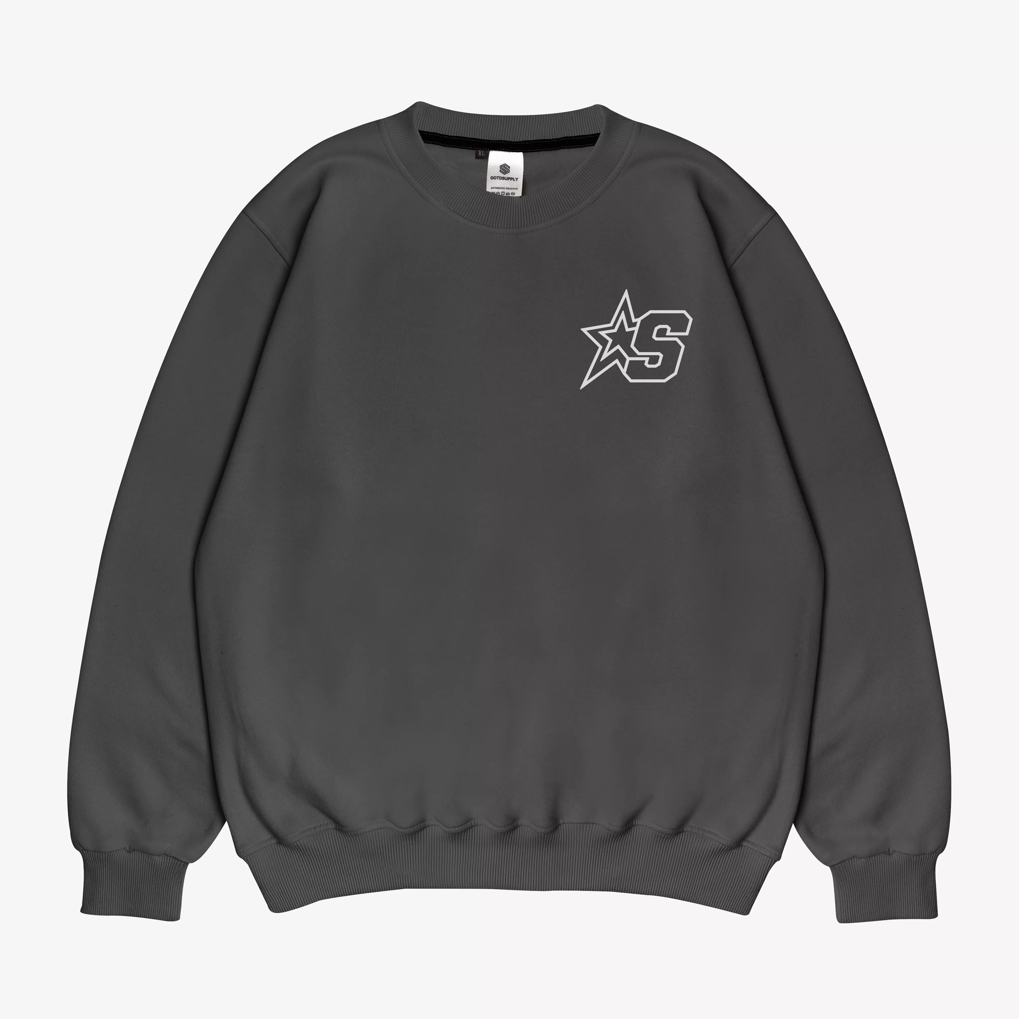 Jual ootdsupply OOTDSUPPLY Crewneck Over Scape Black Dark Grey