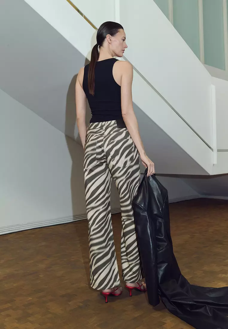 Zebra-Print Straight-Fit Jeans