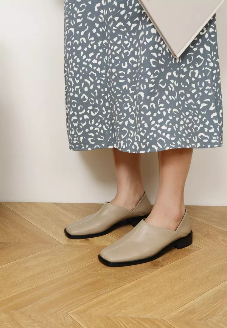 Low Heel Leather Slip-Ons TH8688-1