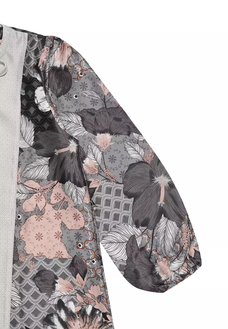 Baju Gamis Anak Perempuan Lentera Bunga Dark Grey - ADORABLE