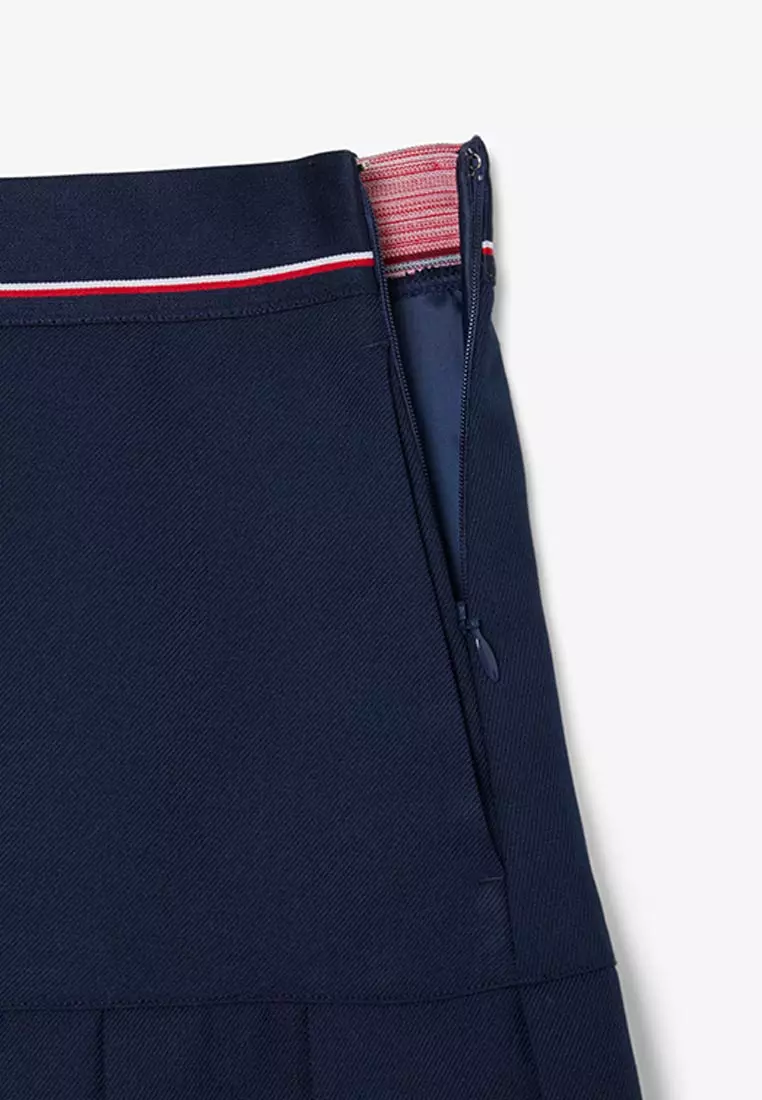 Short Pleated Wool Blend Skirt