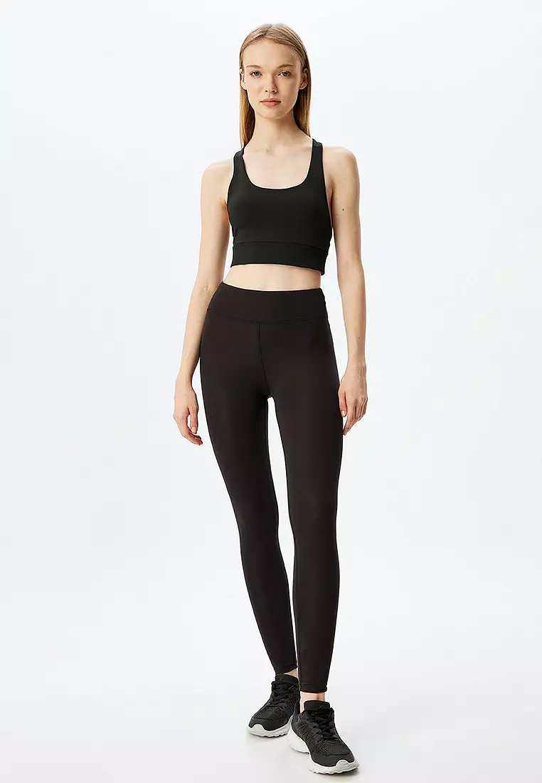 Koton Sport Leggings Stitch Detail High Rise Pantalones Casuales, Schwarz ( 999), M Para Mujer