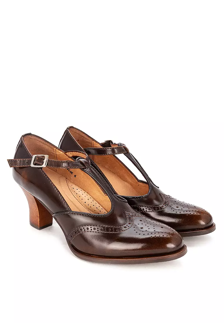 Kylie Brown Brush-off Wingtip T-Strap Heel