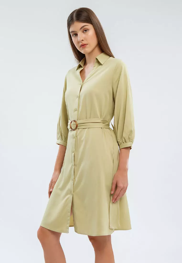 Minimal Vivian Dress Lime Green Warna LIME GREEN