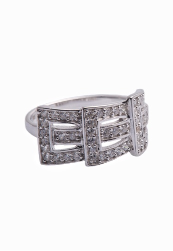 SHANTAL JEWELRY grey and white and silver Cubic Zirconia Silver Three Buckle Cocktail Ring SH814AC82ETPSG_1