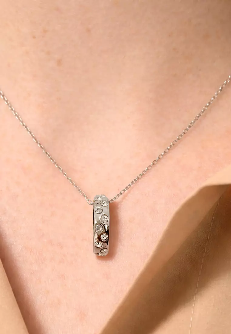 Ecliptic Pendant Necklace in White Gold Adorned with SWAROVSKI® Crystals