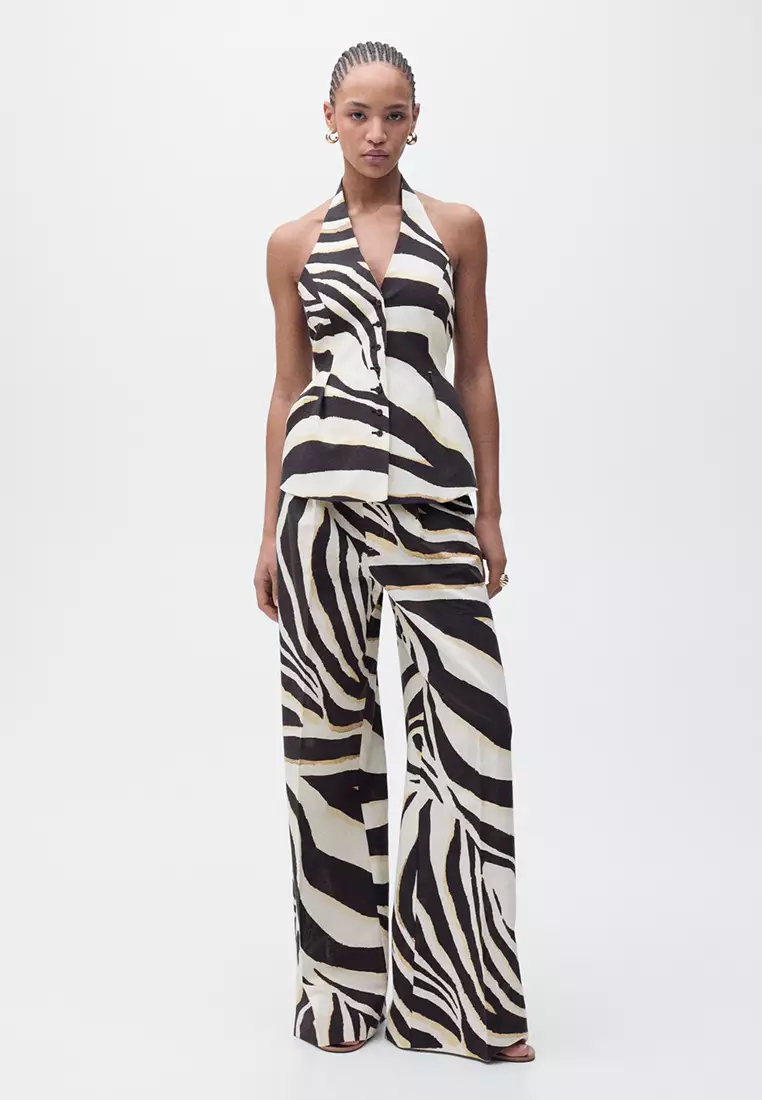 Zebra-Print Linen-Blend Waistcoat
