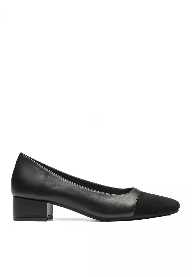 Discount on Twenty Eight Shoes  shoes - SKU: VANSA Colorblock Sheep Leather Mid Heel Pumps VSW-H5588