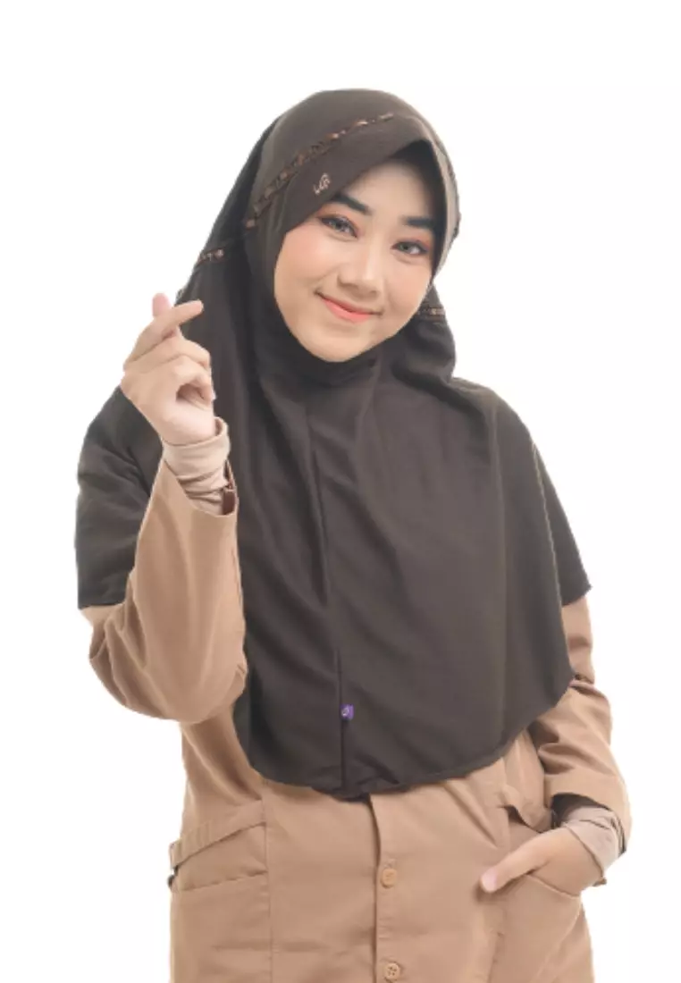 Rabbani - Kerudung Sekolah Instan Hemy XS - Brown