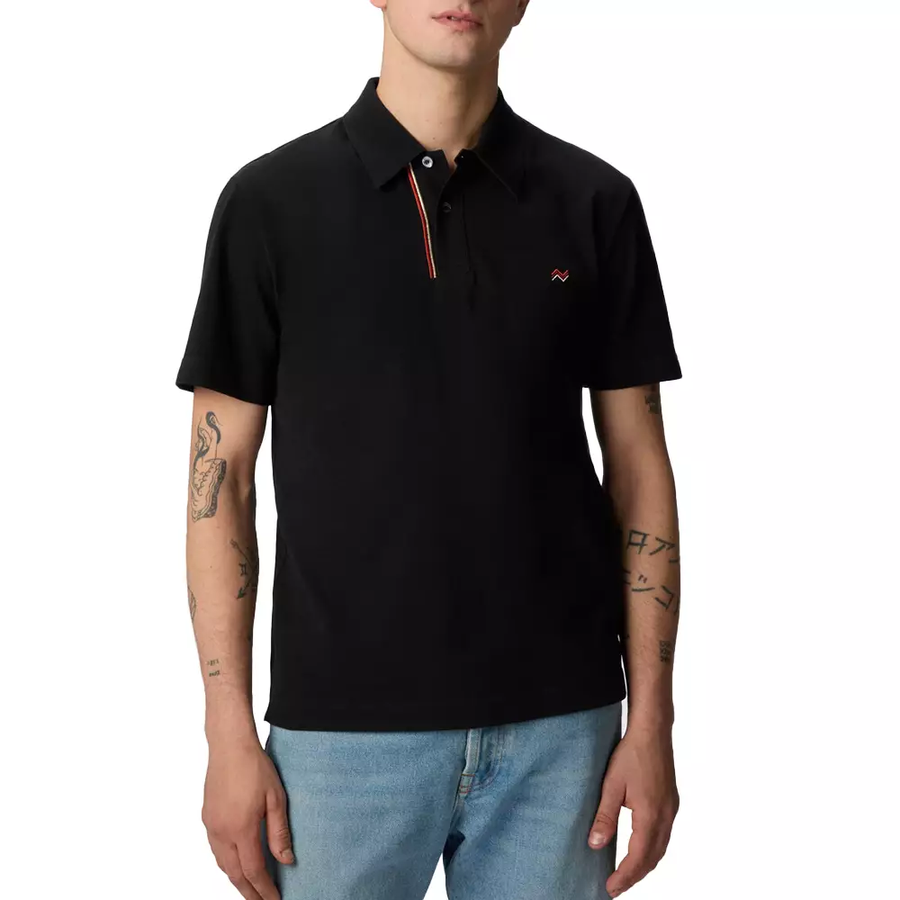 Embroidered Logo Cotton Short Sleeve Polo Shirt Black Beauty