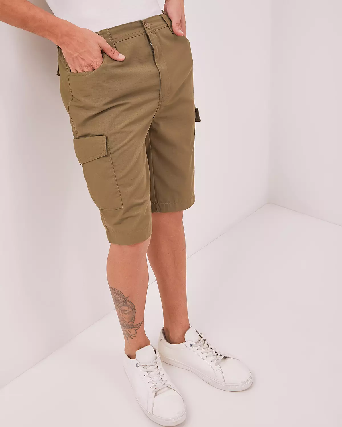 OLIVE GREEN RIPSTOP CARGO SHORTS
