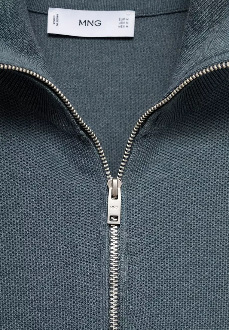 Microstructure Sweater With Zipper Collar