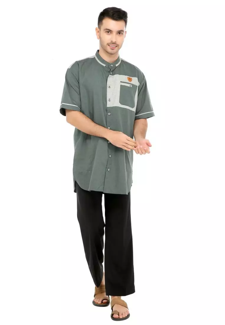 Baju Koko Gamis Muslim Pria Fawwaz - Hijau
