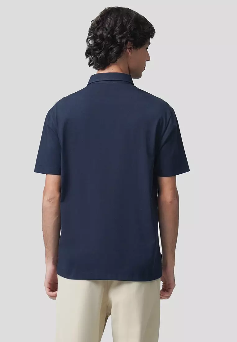 Regular Fit Polo Shirt With Self-Fabric Collar In Sorona