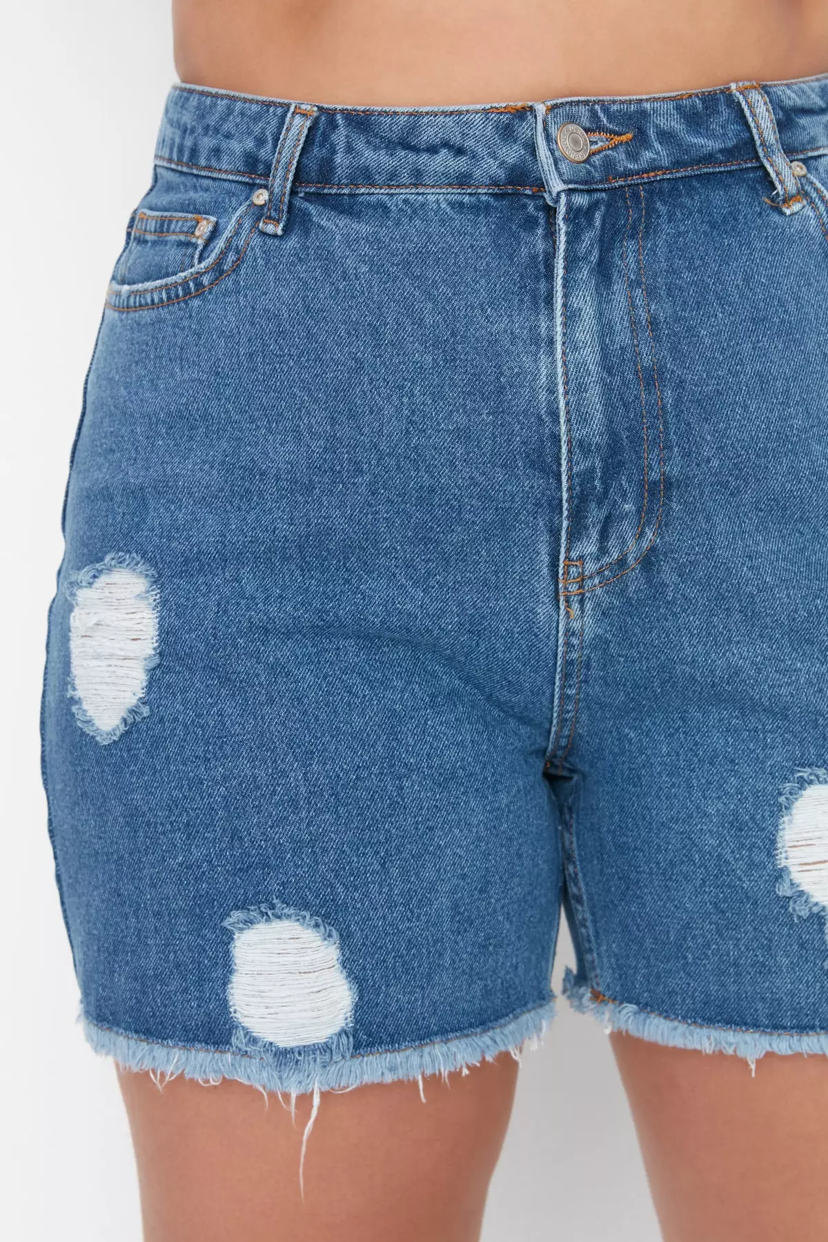 Plus size destroyed denim shorts deals