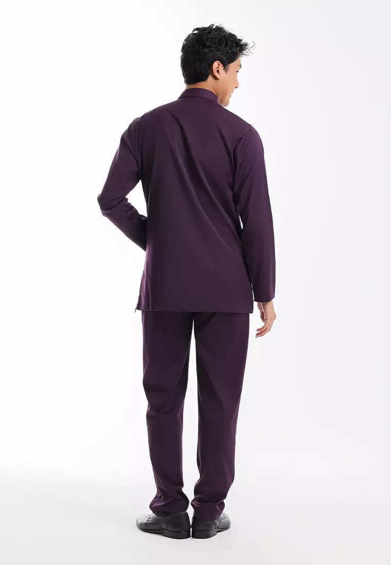 Forest x Hatta Dolmat Baju Melayu Cekak Musang Dewasa - BM24104-70DkPurple
