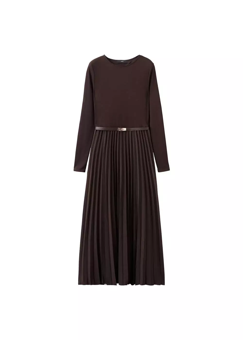 Gaun midi flare dengan sabuk