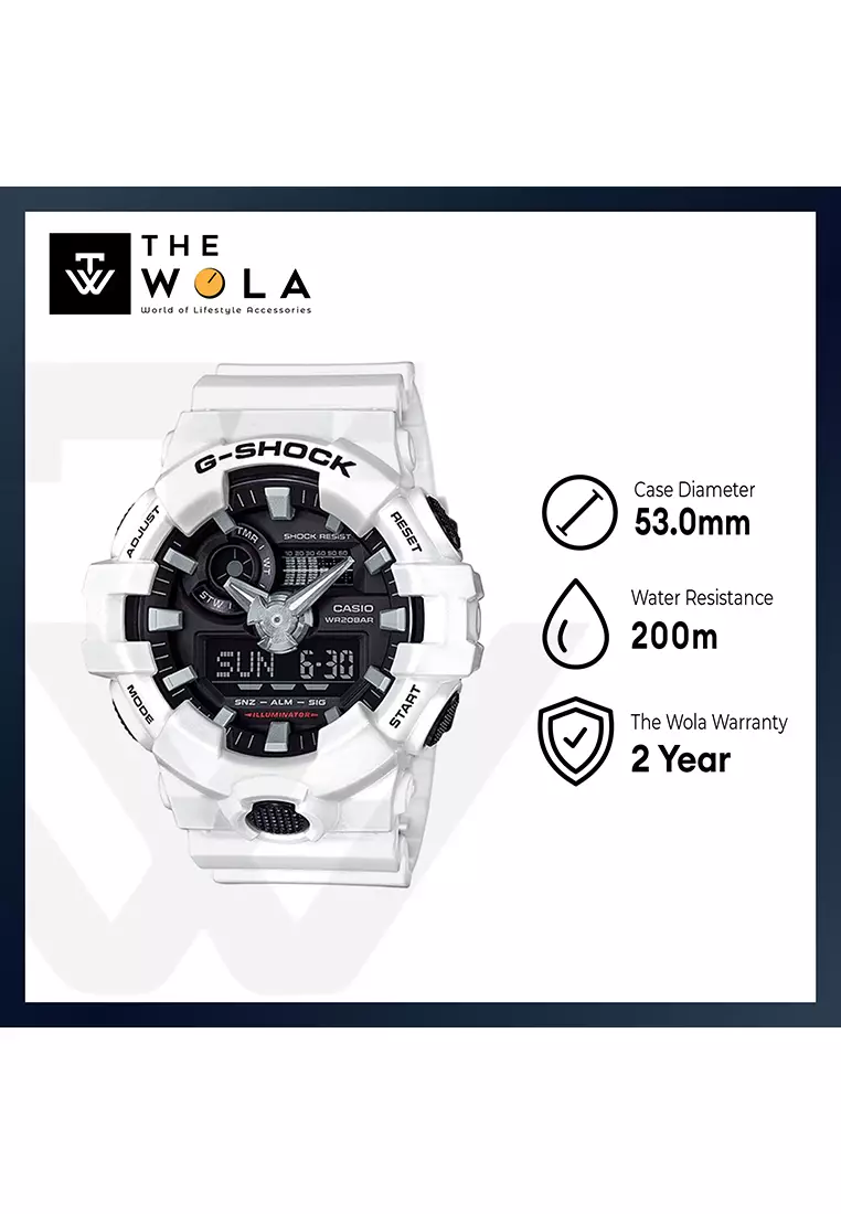 Men's Analog-Digital GA-700-7A White Resin Band Sports Watch