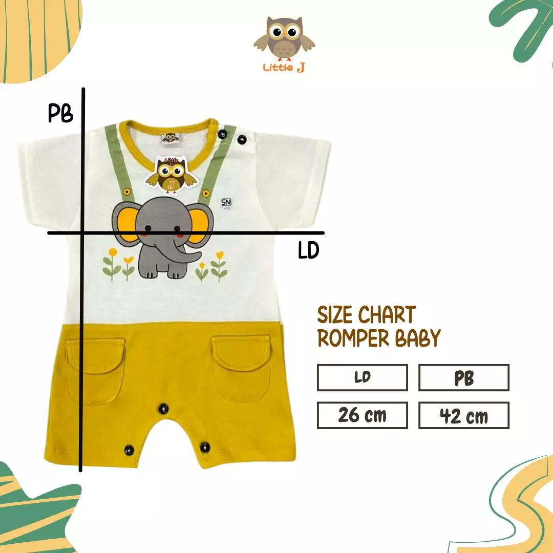 Little J - (932B) Romper Fashion Baby usia 0 - 9 Bulan Baju Anak Bayi Unisex Bahan Katun SNI