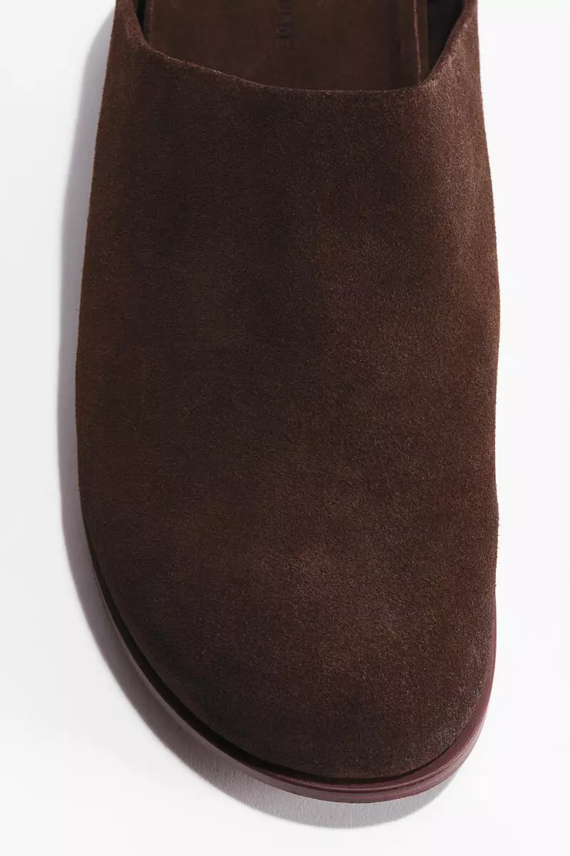 Suede footbed mules