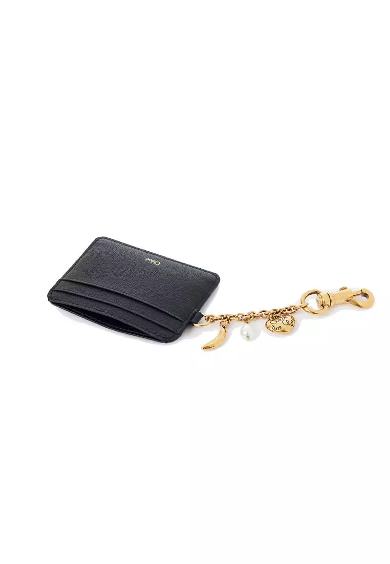 Charms Card Holder In Grained Leather Black CH25AP977Q12001
