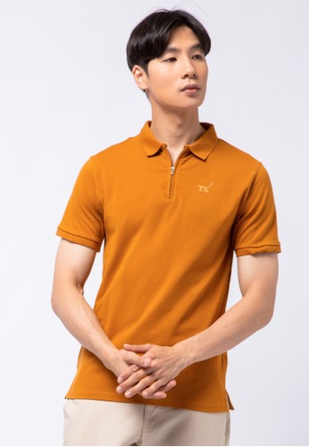 The Executive brown Slim Fit Polo Shirt with Front Zipper E3F95AAC25F27FGS_1