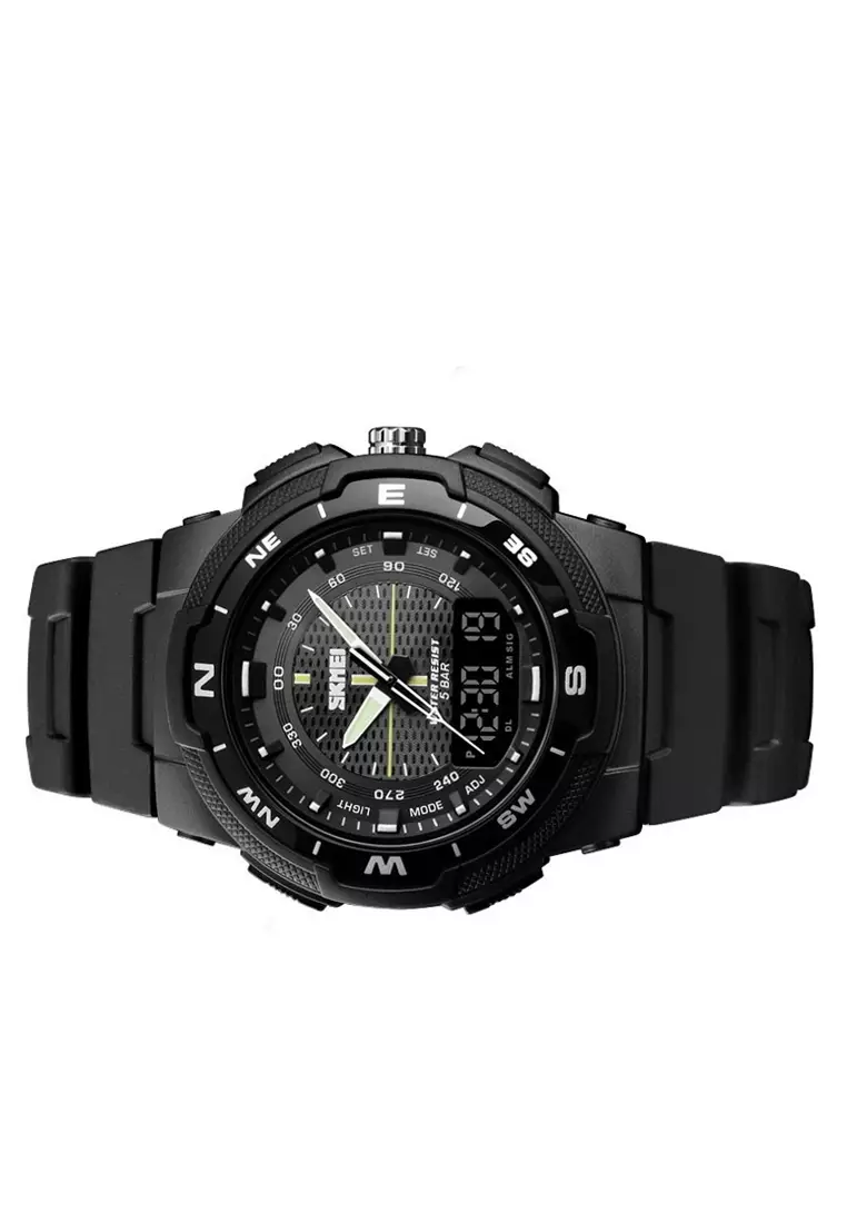 Jam Tangan Kasual Analog Digital Pria Waterproof Strap Tali Material PU PP02 ORIGINAL