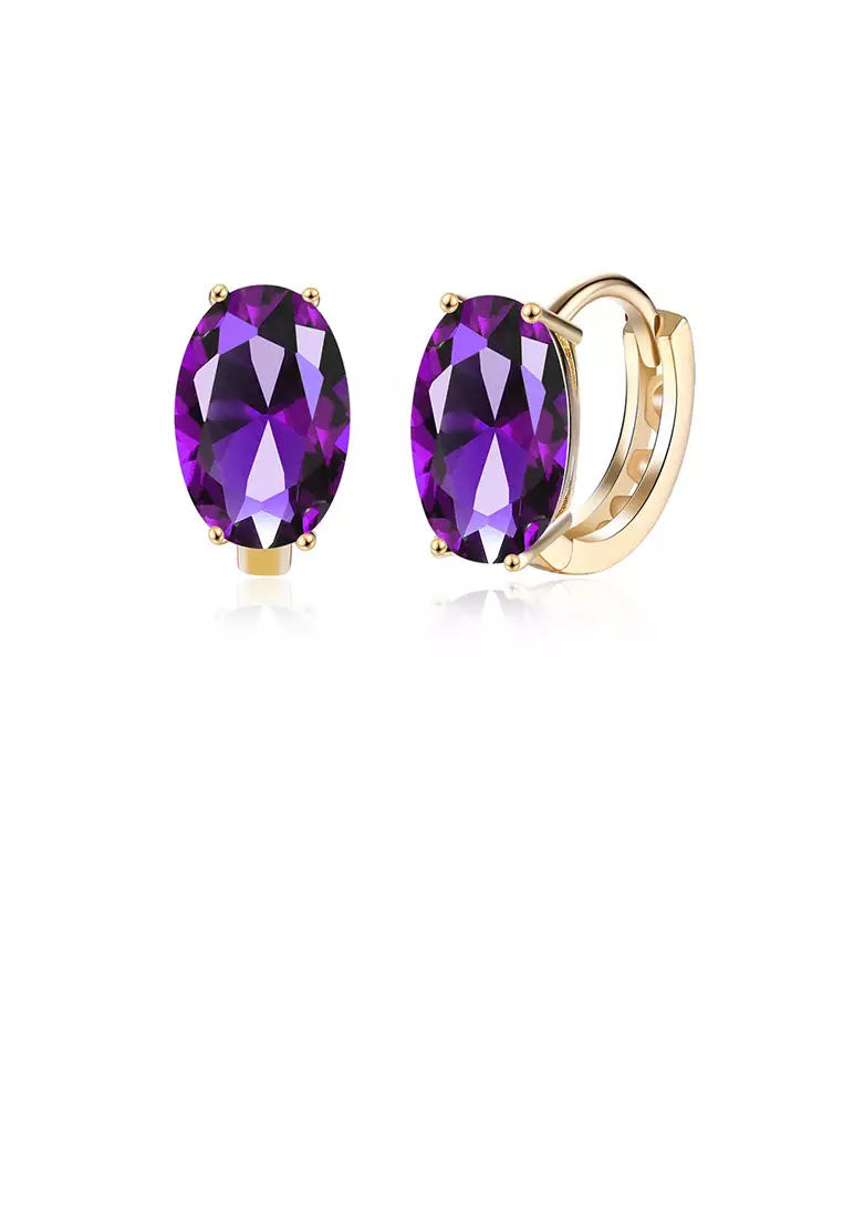 ZAFITI Elegant and Fashion Plated Champagne Geometric Oval Purple Cubic ...