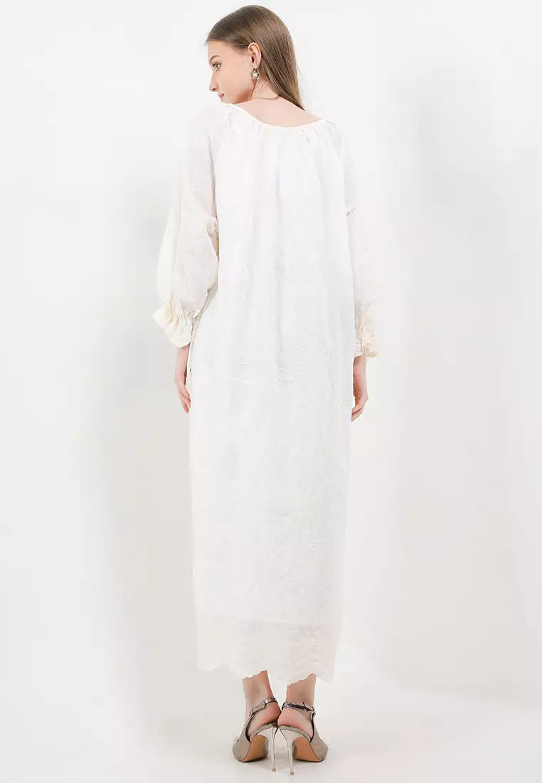 Tassel Detail Full Emb Maxi Dress