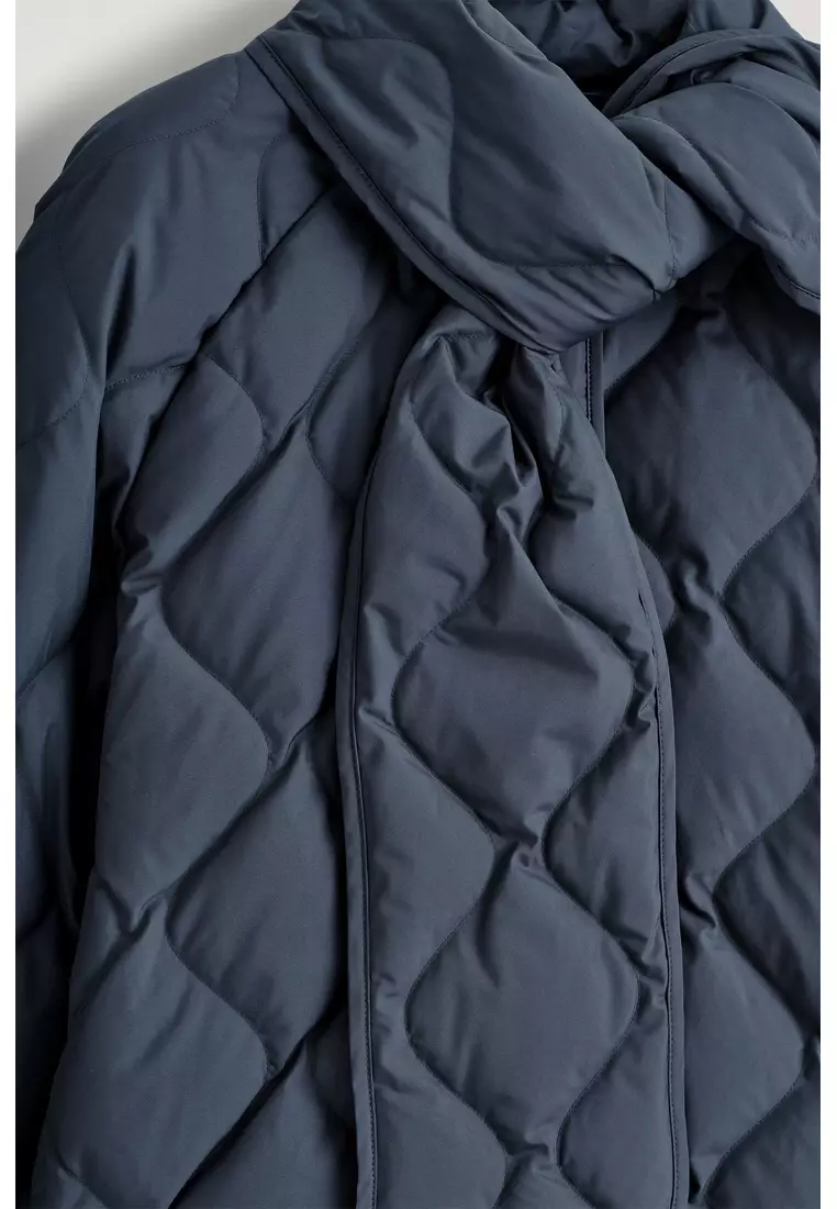 SCARF DETAIL QUILTED LINER JACKET