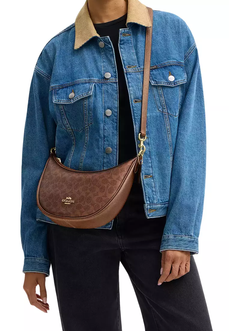 Aria Shoulder Bag In Signature Canvas - Brown/ Copper CCL27