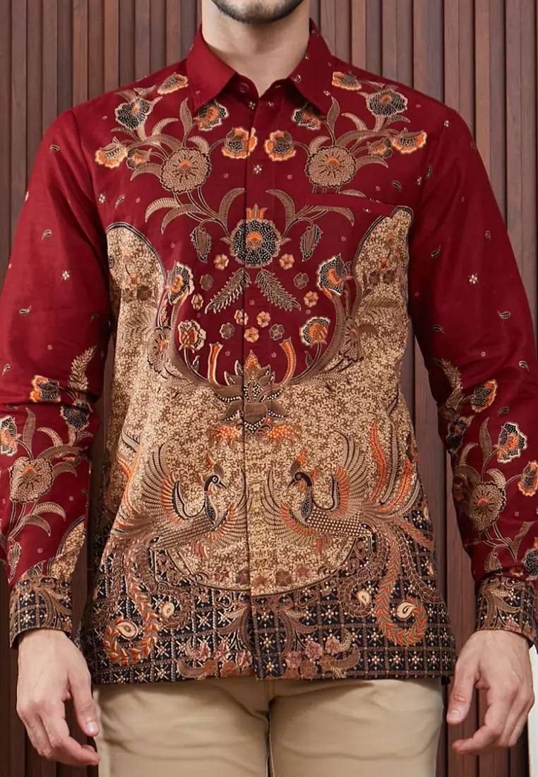 Nayara Kemeja Batik Satria Katun Maroon LG