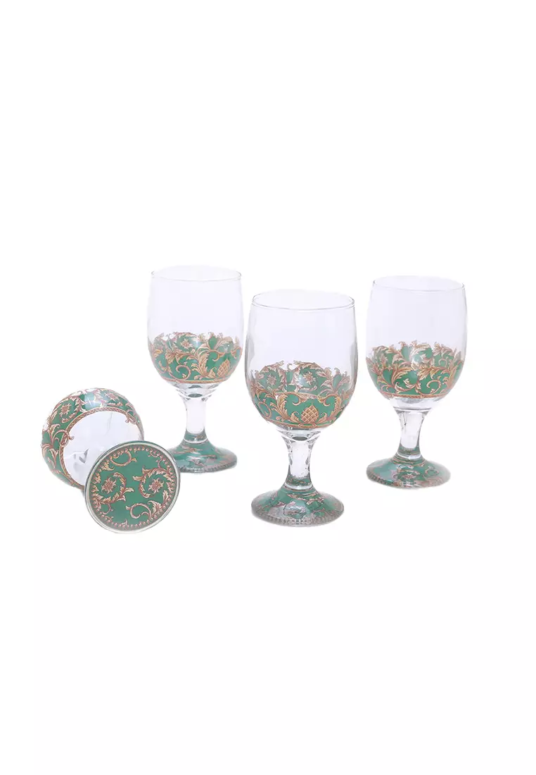 Gelas Brilliant 4 Pcs Goblet Set Type D Hijau