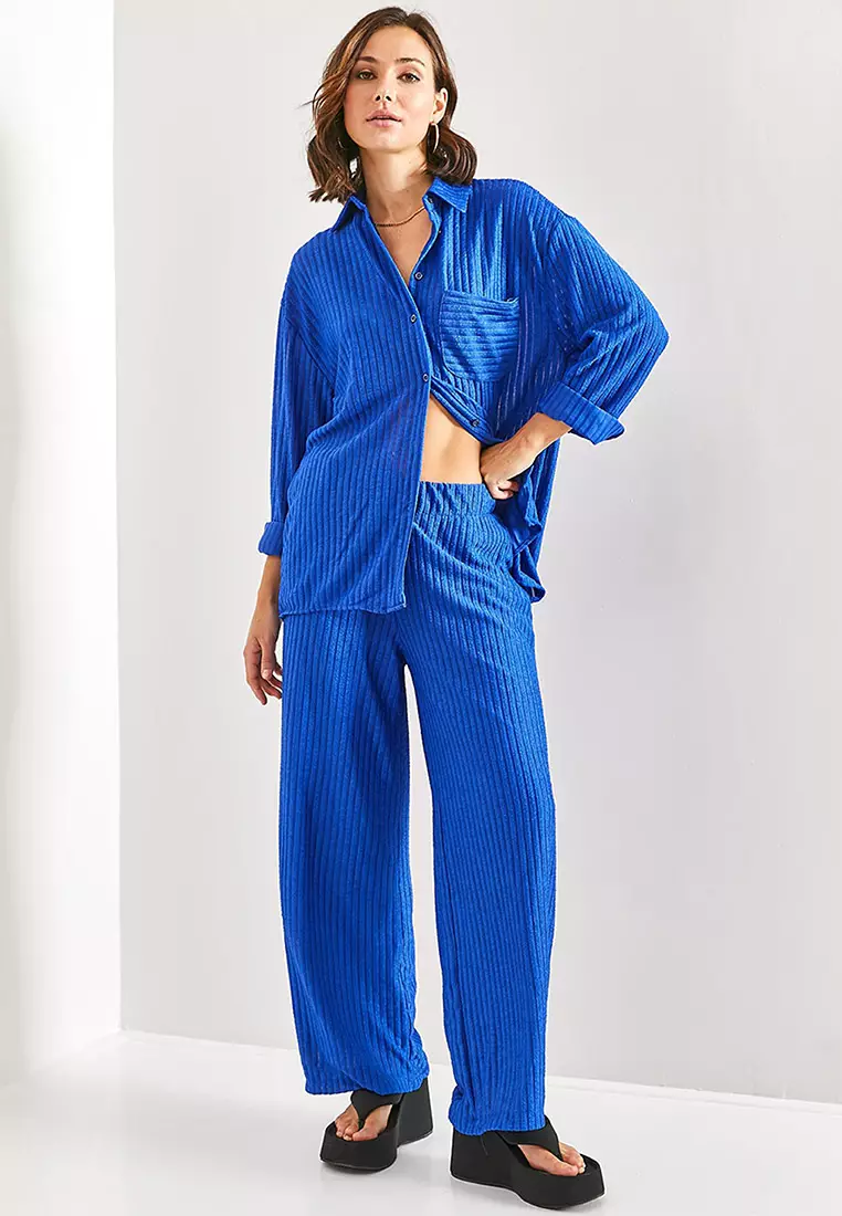 Long Sleeves Shirt & Wide Leg Pants Set